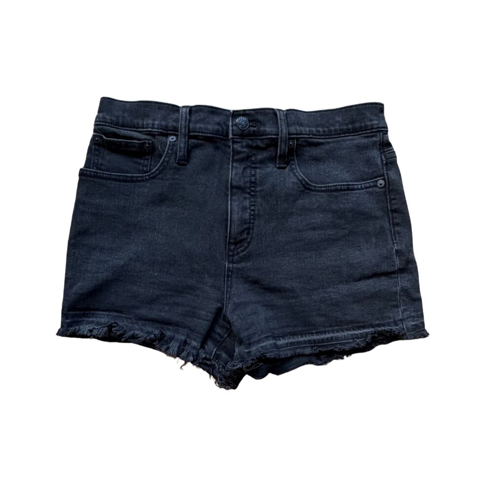 Madewell Black Wash High Rise Stretch Cutoff Denim Shorts Size 28